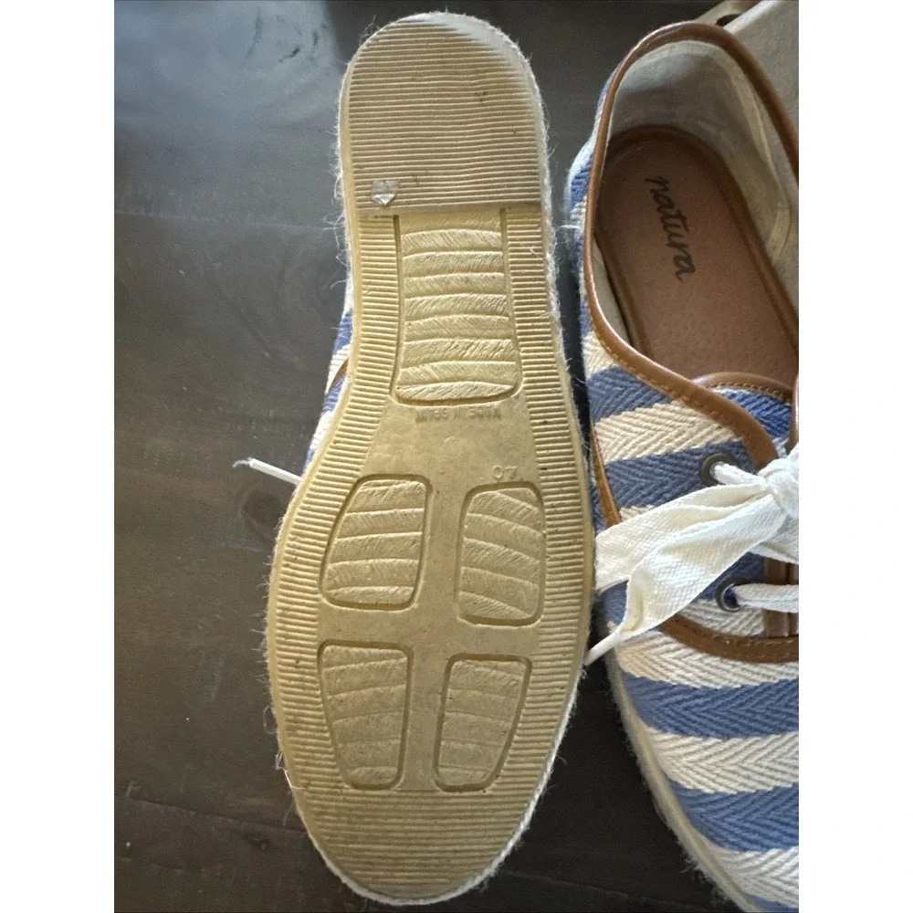Vintage Natura Classic Espadrille Sneakers Spain Blue white stripe size 40/9-9.5